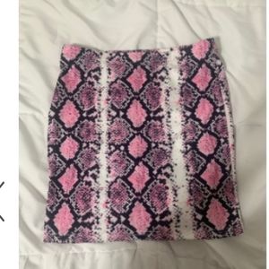 Pink Snake-Print Mini Skirt